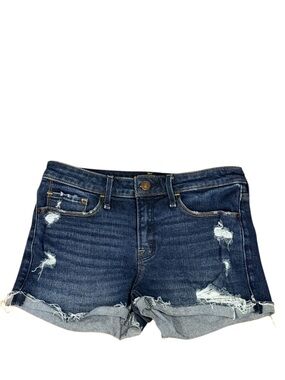 Abercrombie Fitch Harper Low Rise Denim Shorts Dark Wash Distressed 26